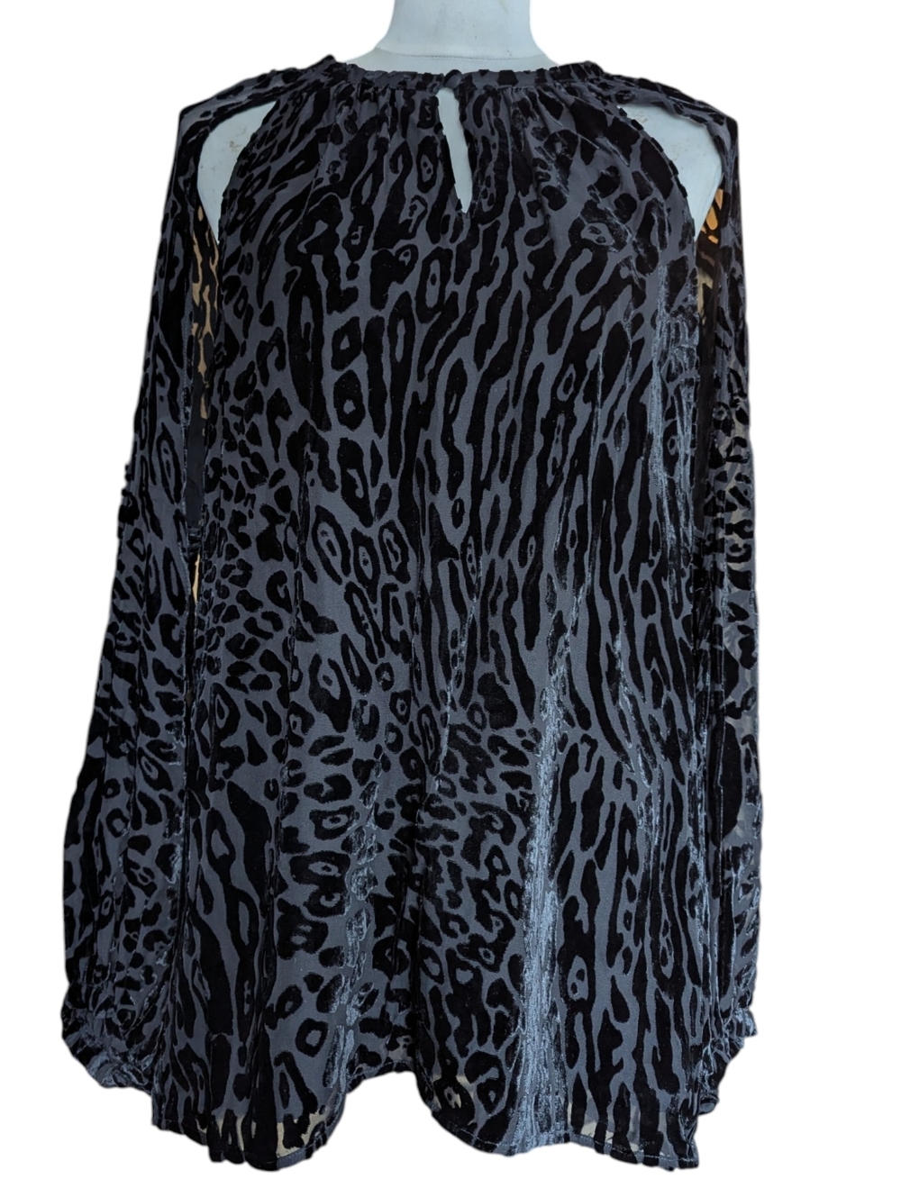 Altuzarra Luxe Silk Devore  Velvet Cut Out Long Sleeve Chika Blouse M